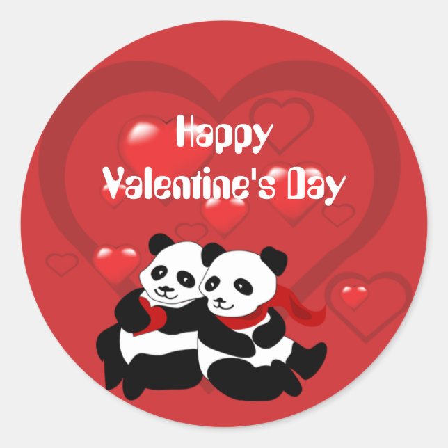 Valentine's Day Panda Heart Small Sticker (Front)
