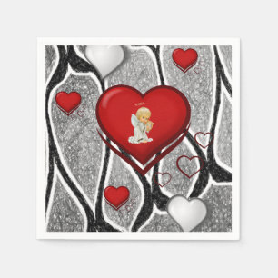 Valentine's Day Paper Napkins, Angel Napkin