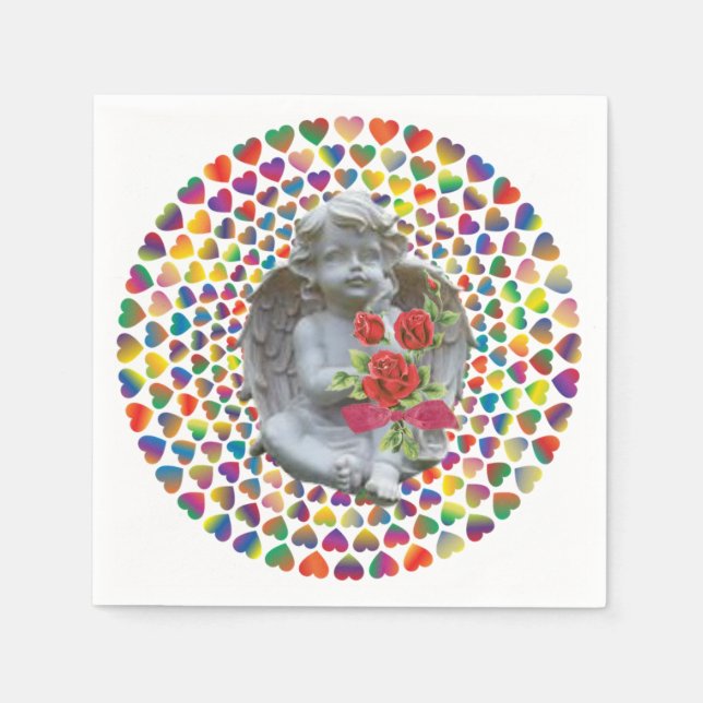 Valentine's Day Paper Napkins, Angel Napkin (Front)