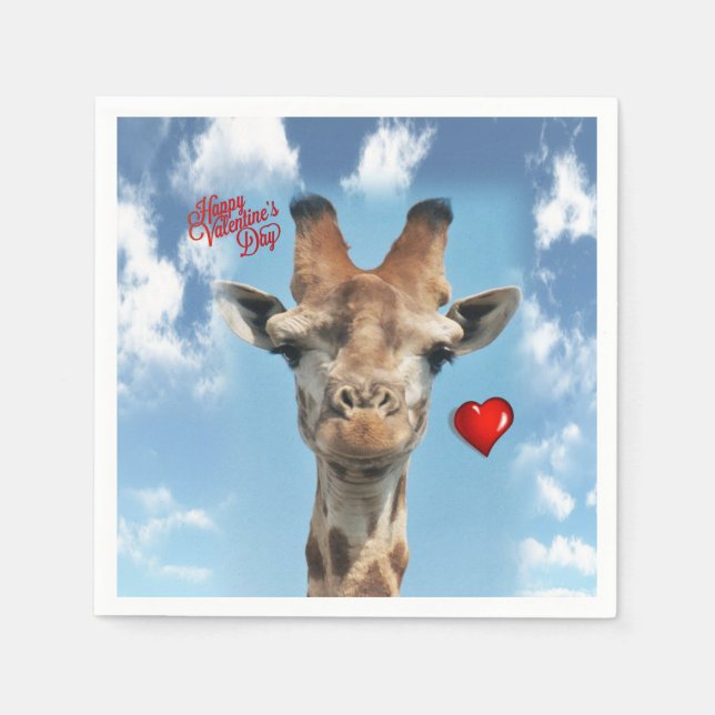 Valentine's Day Paper Napkins Giraffe (Front)