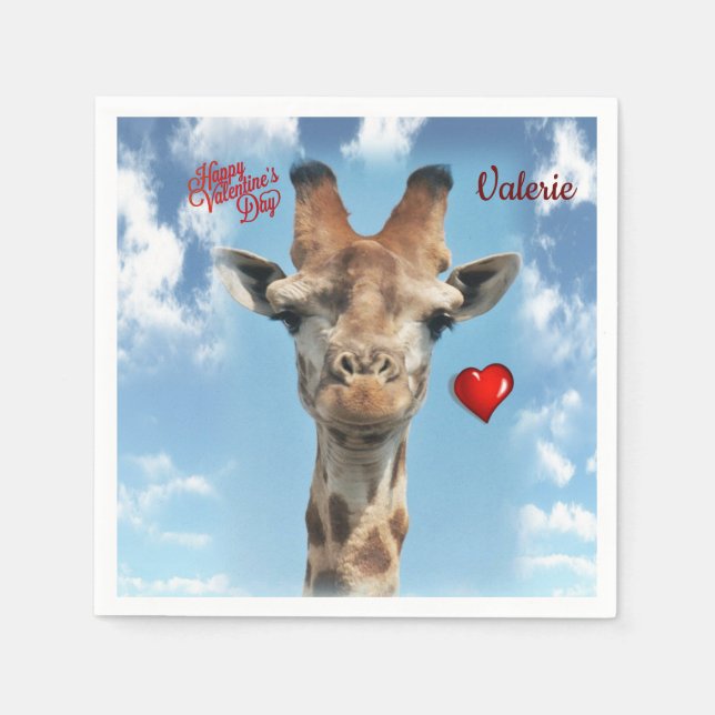 Valentine's Day Paper Napkins Giraffe (Front)