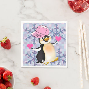 Valentine's Day Paper Napkins, Penguin Hearts Napkin