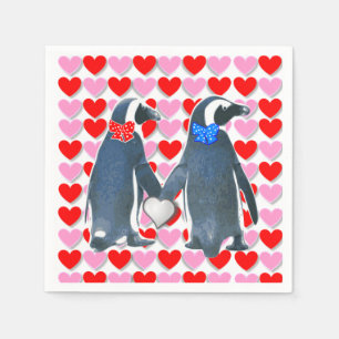Valentine's Day Paper Napkins, Penguin Napkin