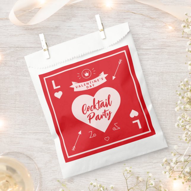 Valentine's Day Party Heart and Love Red Favour Bags (Clipped)