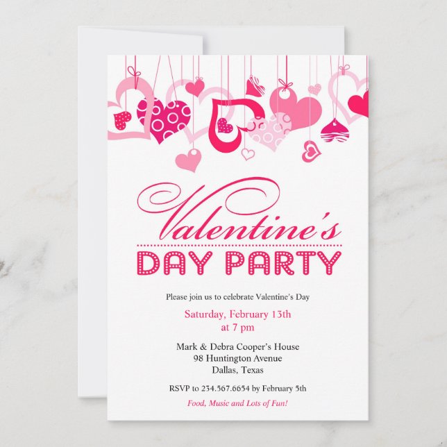 Valentine's Day Party Invitation Flat Card (Front)