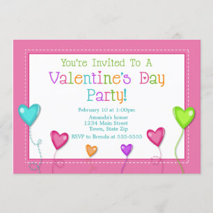 Valentine's Day Party Invitation, Kid Heart Invitation