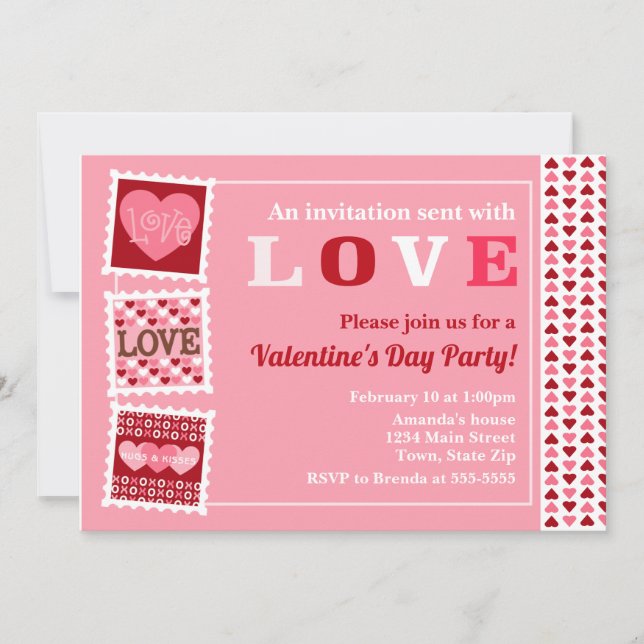 Valentine's Day Party Invitation, Kid Heart Invitation (Front)