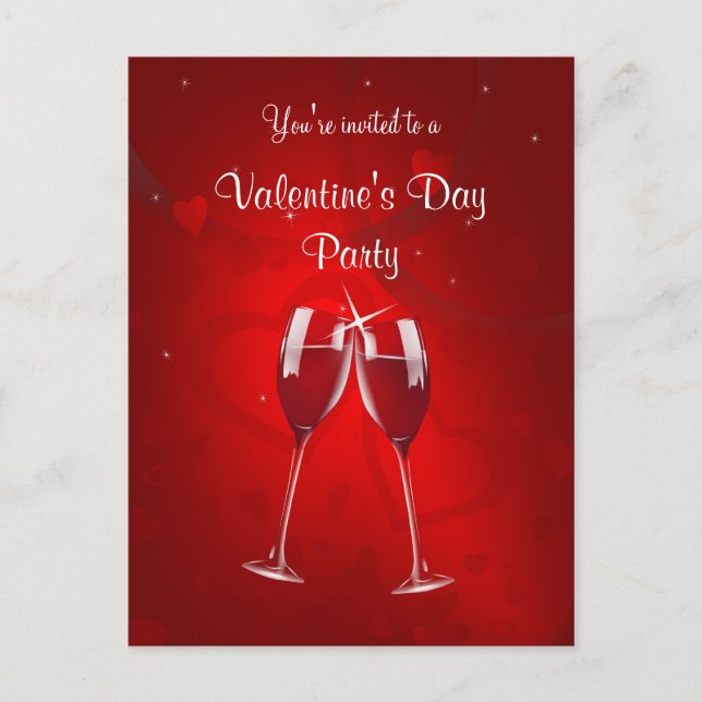 Valentine's Day Party Invitation Postcard (Front)
