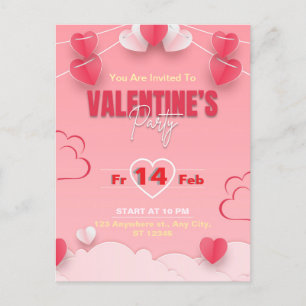Valentine's Day Party Invitation Postcard