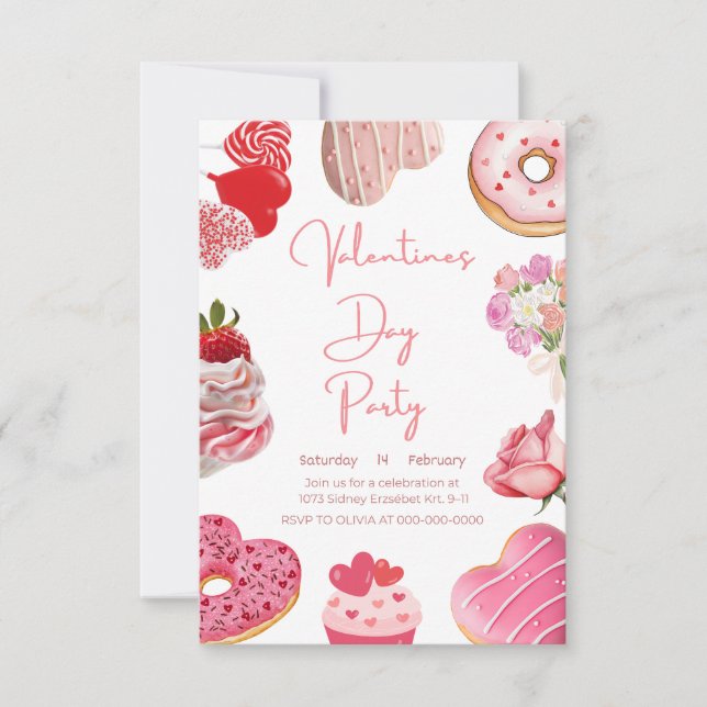 Valentine's Day Party Invitation | Romantic Pink H (Front)