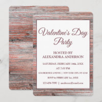 Valentine's Day Party Rose Gold Foil & Rustic Wood
