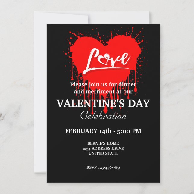 VALENTINES DAY PARTY WITH RED HEART LOVE INVITATION (Front)