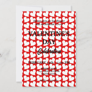 VALENTINES DAY PARTY WITH WHITE HEARTS IN RED INVITATION