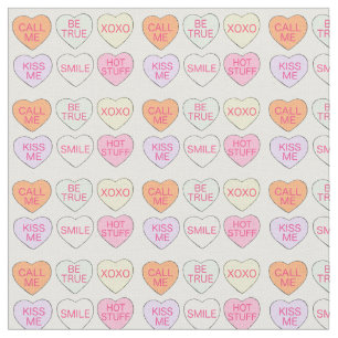 Valentine's Day Pastel Candy Conversation Hearts Fabric