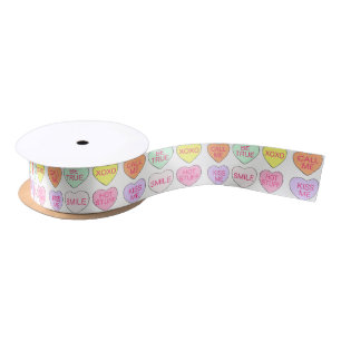 Valentine's Day Pastel Candy Conversation Hearts Satin Ribbon