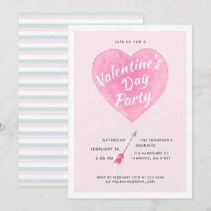 Valentine's Day Pastel Watercolor Heart Invitation