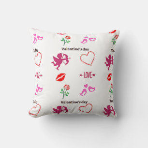 Valentine's day pattern on white cushion