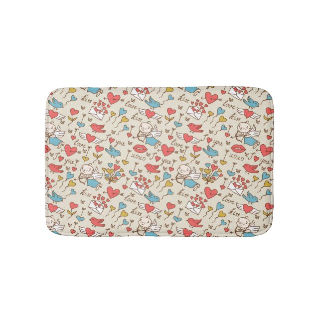 Valentine's Day Pattern with Cupid Bath Mat (Front)