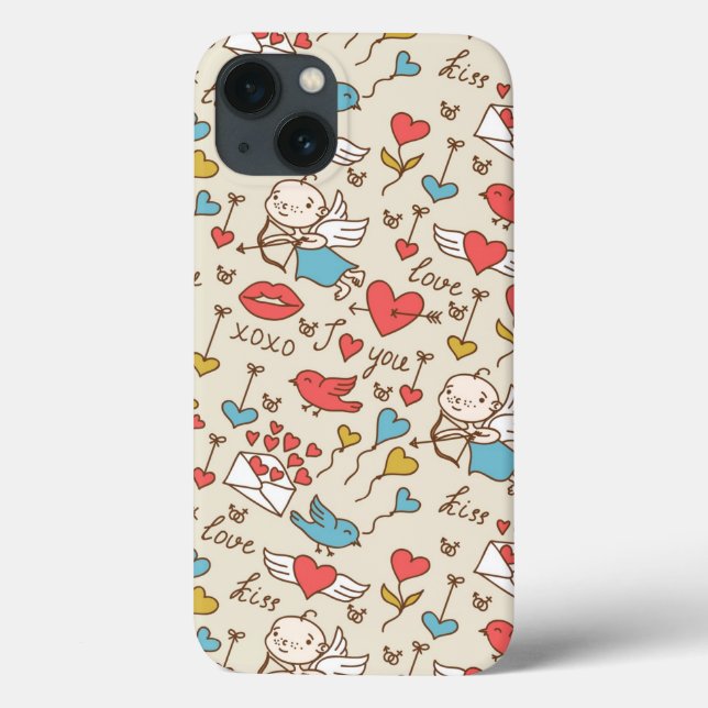 Valentine's Day Pattern with Cupid Case-Mate iPhone Case (Back)