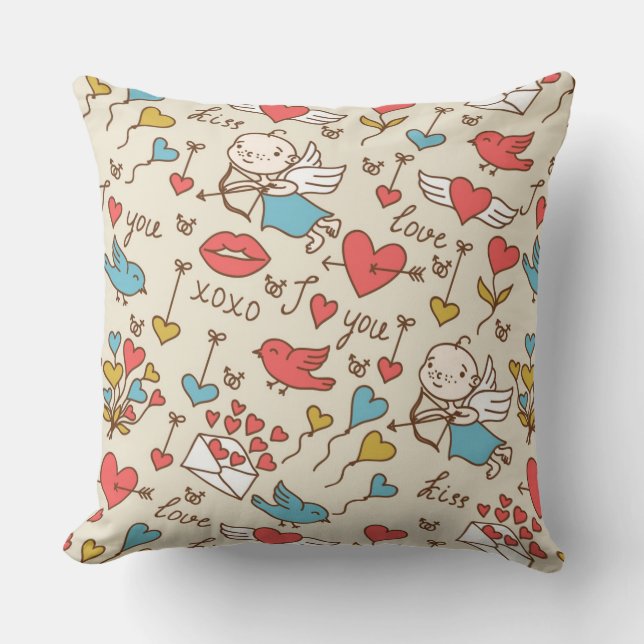 Valentine's Day Pattern with Cupid Cushion (Front)