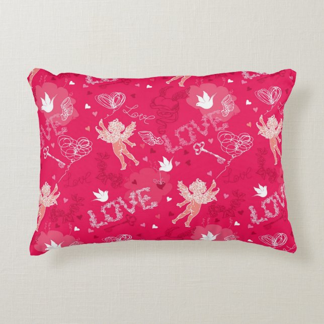 Valentine's Day  Pattern With Cupid Decorative Cushion (Front)