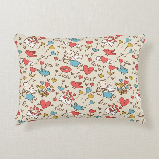 Valentine's Day Pattern with Cupid Decorative Cushion (Front)