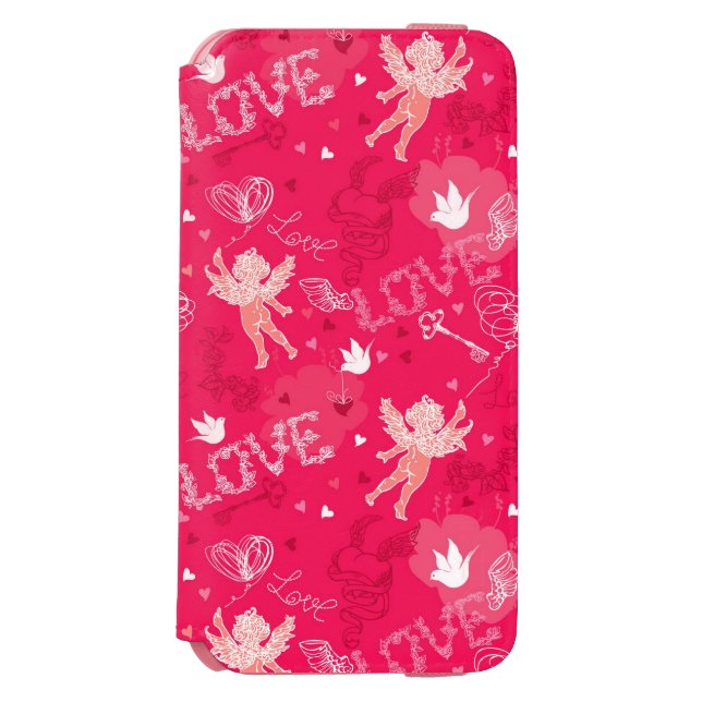 Valentine's Day  Pattern With Cupid Incipio iPhone Wallet Case (Folio Front)