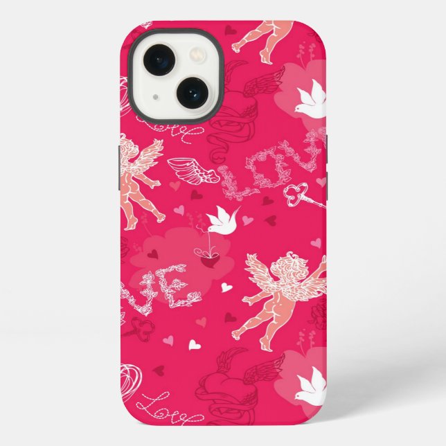 Valentine's Day  Pattern With Cupid iPhone Case (Back)