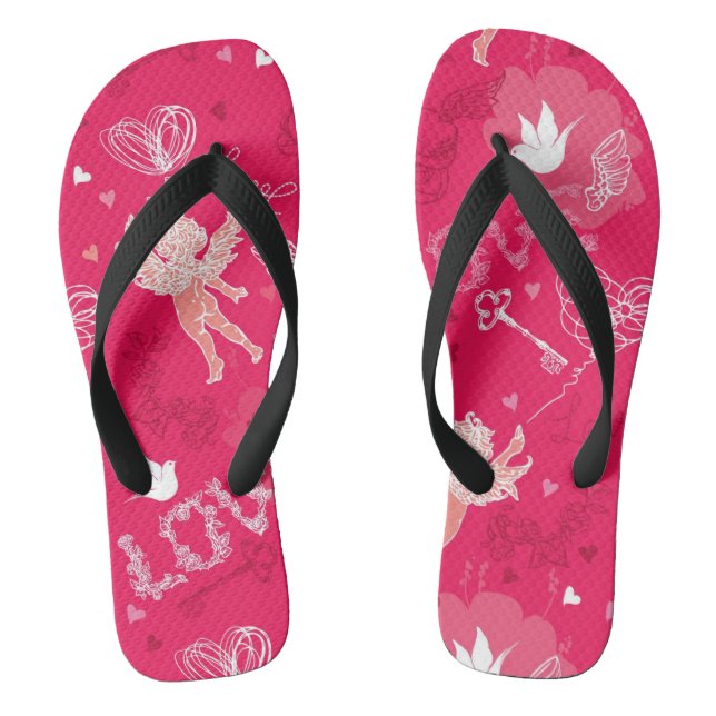 Valentine's Day  Pattern With Cupid Jandals (Footbed)