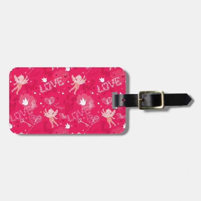 Valentine's Day  Pattern With Cupid Luggage Tag (Front Horizontal)