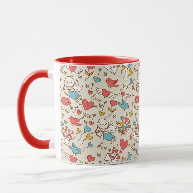 Valentine's Day Pattern with Cupid Mug (Left)