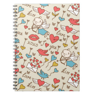 Valentine's Day Pattern with Cupid Notebook