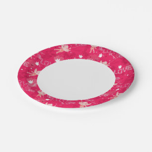 Valentine's Day Pattern With Cupid Paper Plate