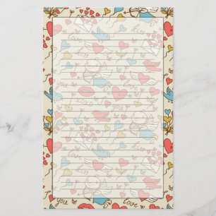 Valentine's Day Pattern with Cupid Stationery