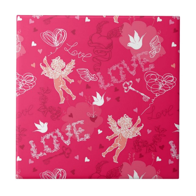 Valentine's Day  Pattern With Cupid Tile (Front)