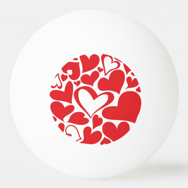 Valentine's Day pattern with red hearts Ping Pong Ball (Front)