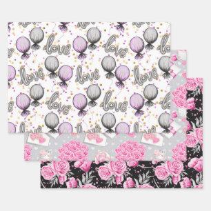 Valentine's Day Pattern Wrapping Paper Sheet