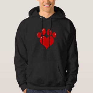 Valentine's Day Paw Print Heart Dog Cat Owner Cute Hoodie