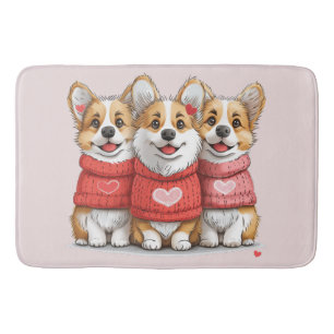Valentines Day Pembroke Welsh Corgi Dogs Bath Mat