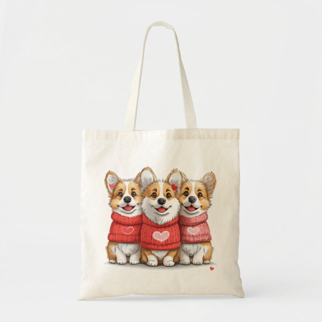 Valentines Day Pembroke Welsh Corgi Dogs Tote Bag (Front)