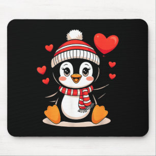 Valentine's Day Penguin Heart Balloon Cute  Mouse Pad
