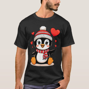 Valentine's Day Penguin Heart Balloon Cute  T-Shirt