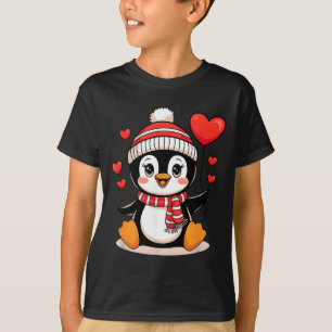 Valentine's Day Penguin Heart Balloon Cute  T-Shirt