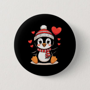 Valentine's Day Penguin Heart Bylloon Cute 6 Cm Round Badge