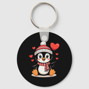 Valentine's Day Penguin Heart Bylloon Cute Key Ring