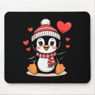 Valentine's Day Penguin Heart Bylloon Cute Mouse Pad