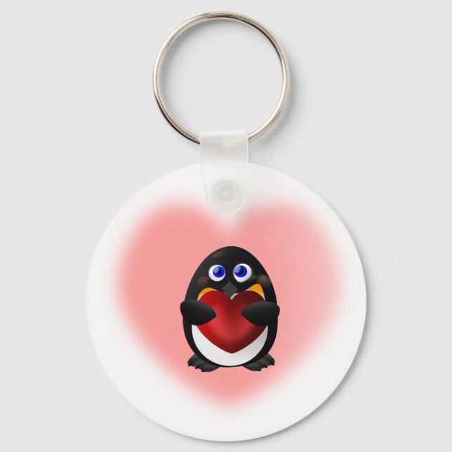 Valentine's Day Penguin with Heart Key Ring (Front)