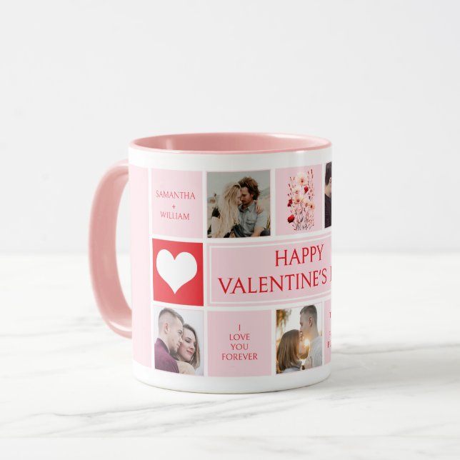 Valentines Day Personalised Photo Collage  Mug (Front Left)