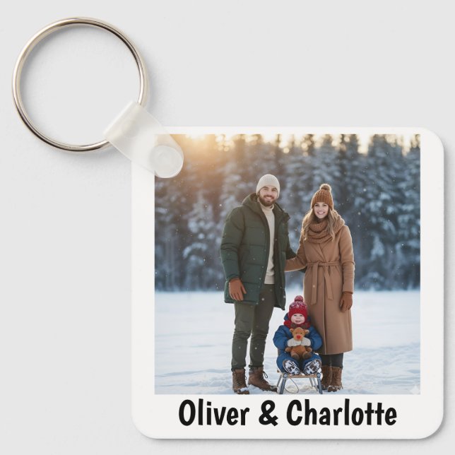 Valentine's Day Personalized Photo & Name Couple Key Ring (Front)