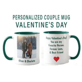Valentine's Day Personalized Photo & Name Couple Mug